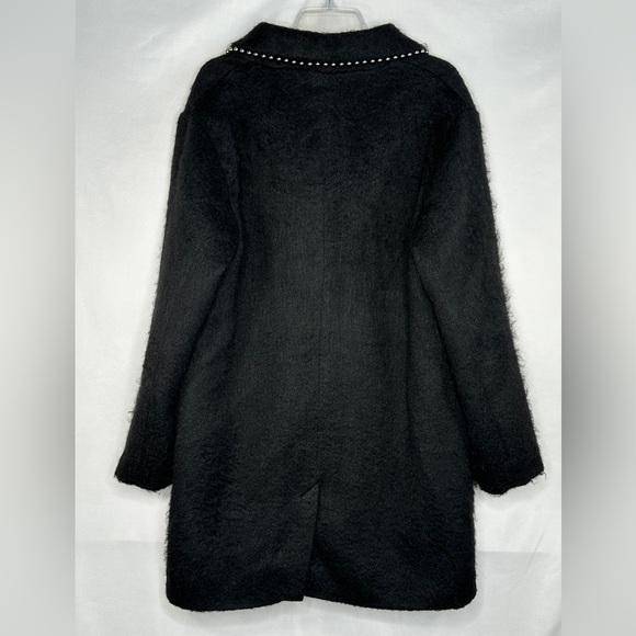 Steve Madden Silver Studded Trimmed Coat  Black Sz L - Picture 2 of 11